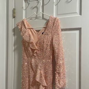 Elegant Pink Sequin Dress